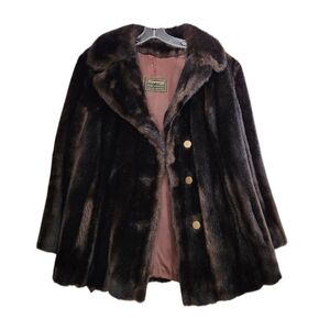Vintage 1980s Faux Fur Coat | Women’s Large Dark Brown Glam Statement